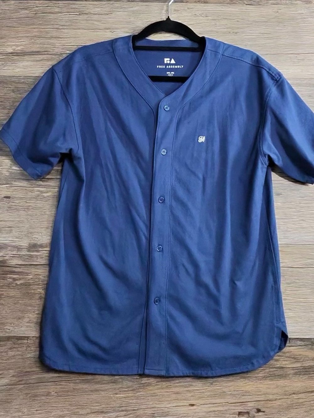 Free Assembly Boys' Blue Button Front Jersey Baseball Shirt